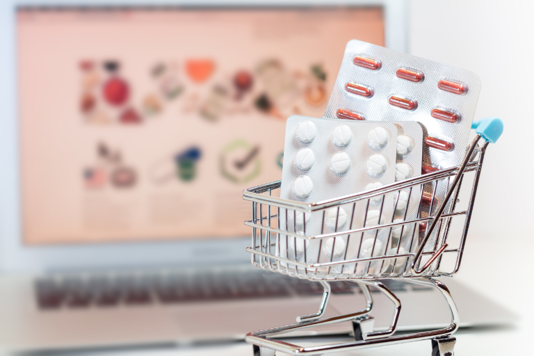 image of a mini shopping cart reflecting abandonment