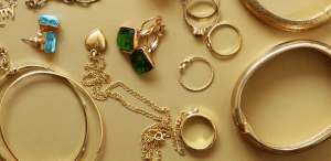 gold jewelry and rings