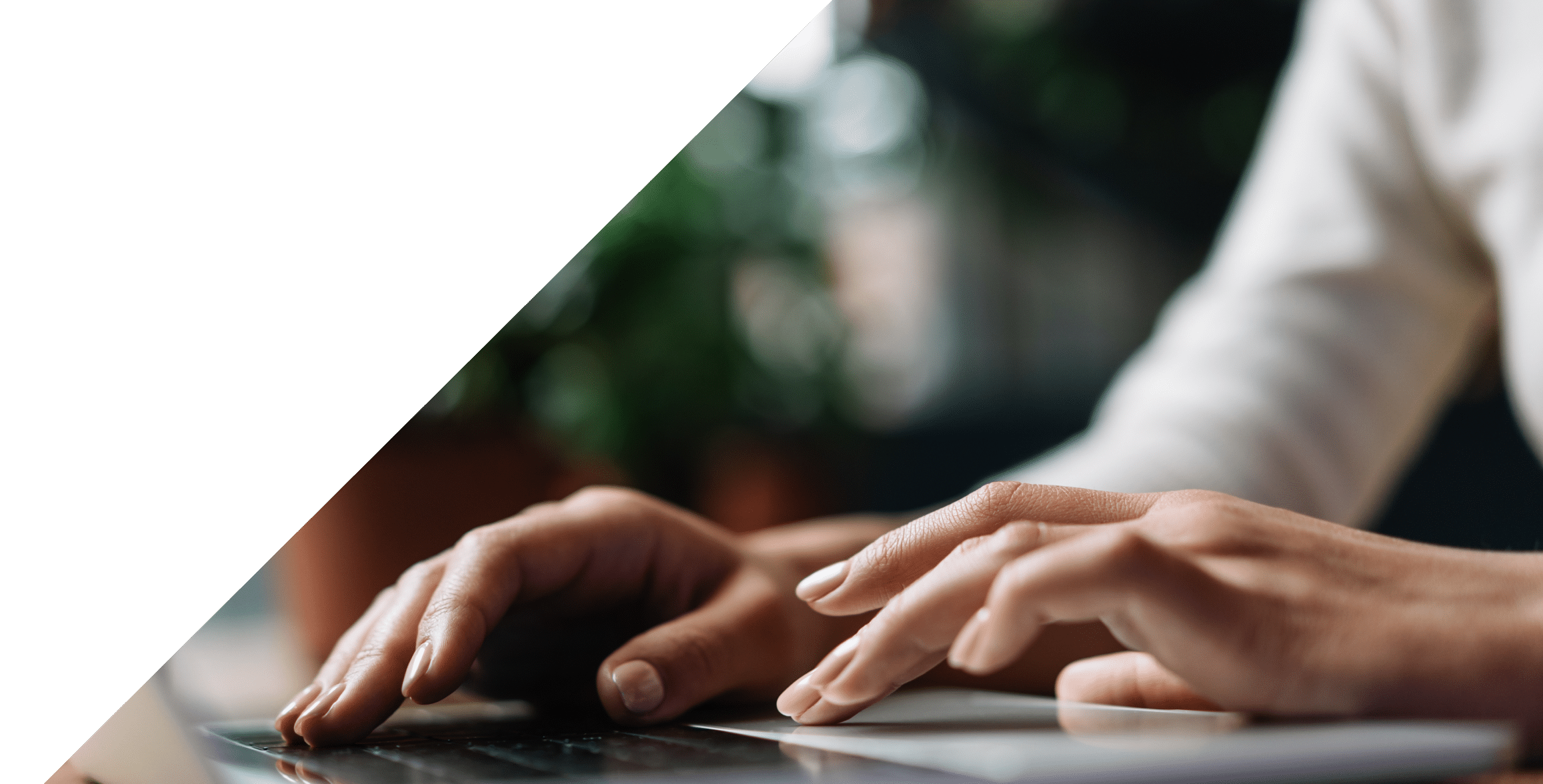 Hands typing a blog post on laptop
