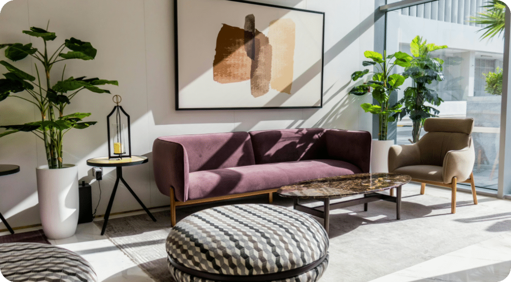 Image of a room decorated with high quality furniture