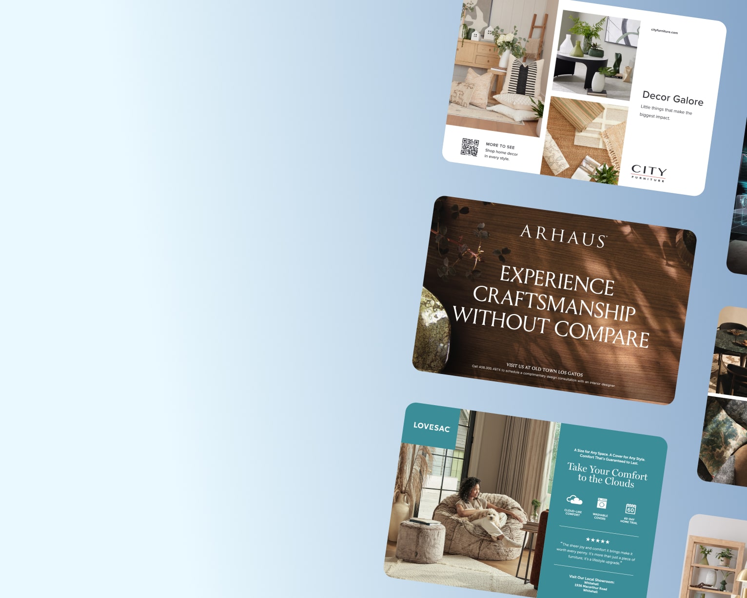 Mail featuring popular home furnishing brands such as lovesac