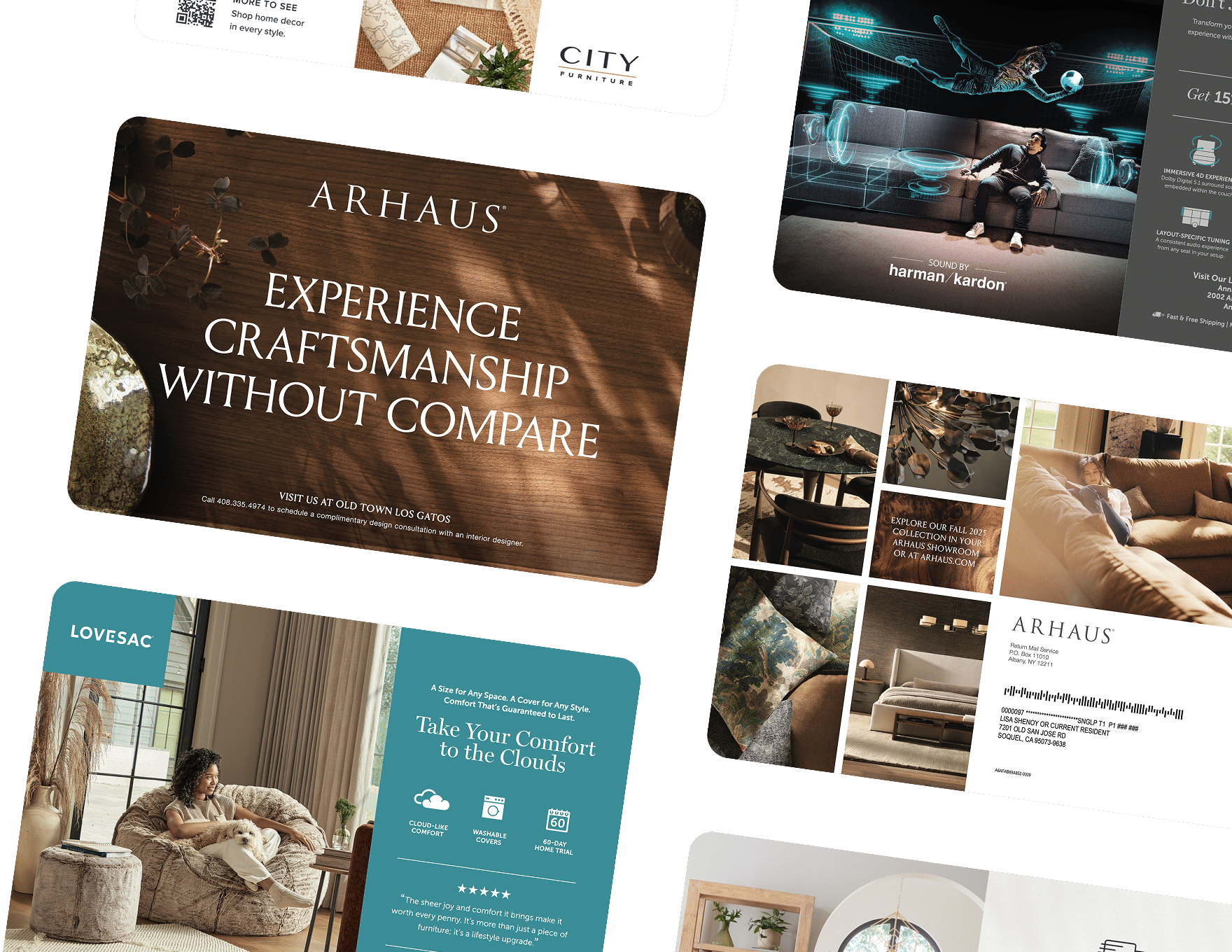 Mailers featuring home furnishing companies such as lovesac