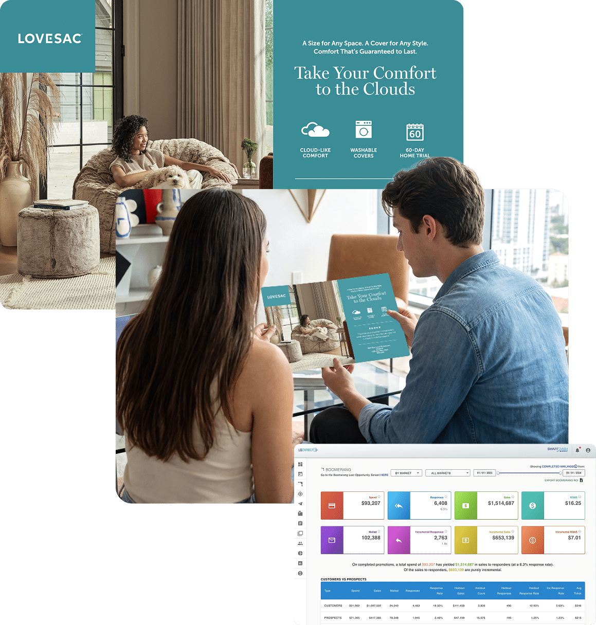 Mail promoting home furnishing stores such as lovesac