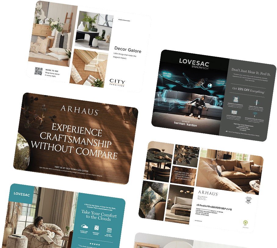 Mail featuring popular home furnishing brands such as lovesac